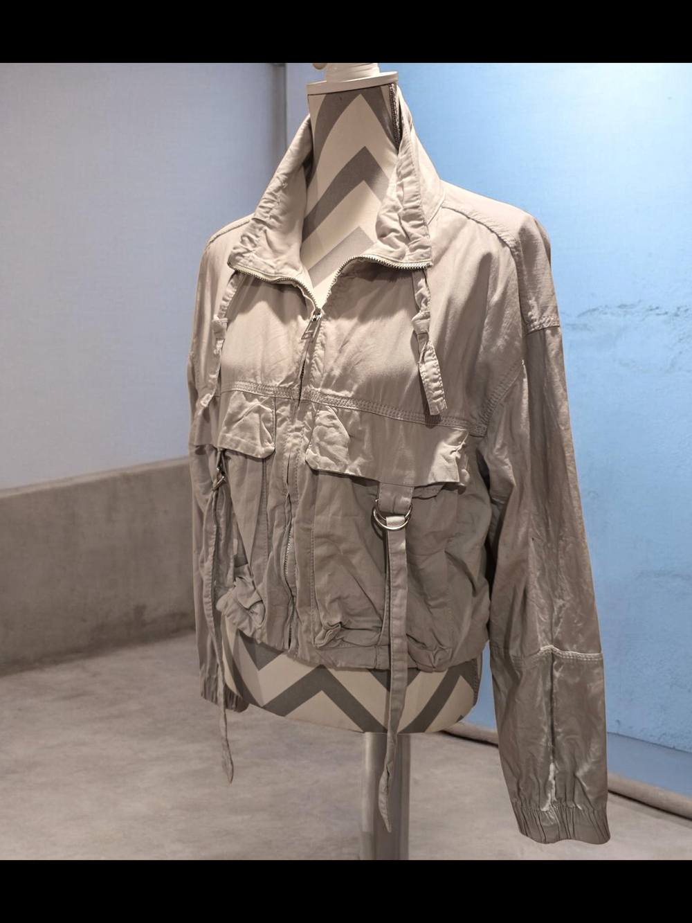 Bershka Light Beige Utility Jacket for Women